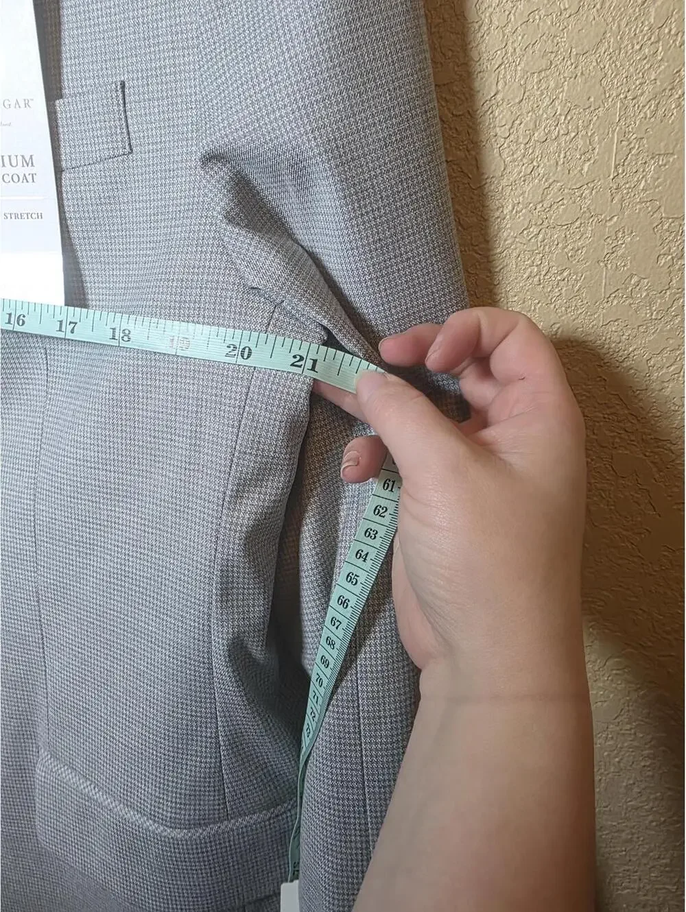 HAGGAR MEN’S PREMIUM TAILORED STRETCH SPORT COAT SILVER 42 SHORT